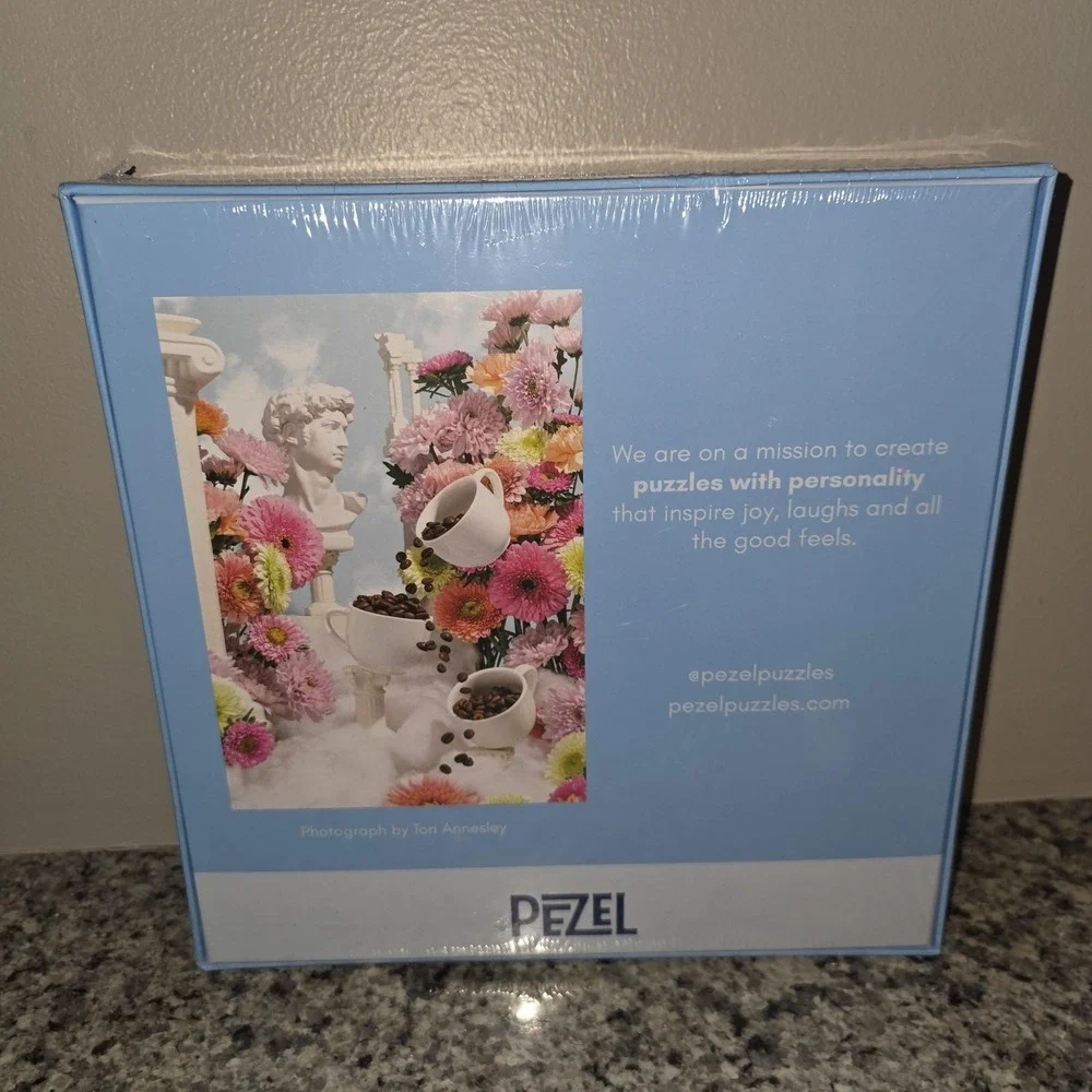Pezel Nectar Of The Gods 1000 Piece Jigsaw Puzzle Coffee Flowers Blue New